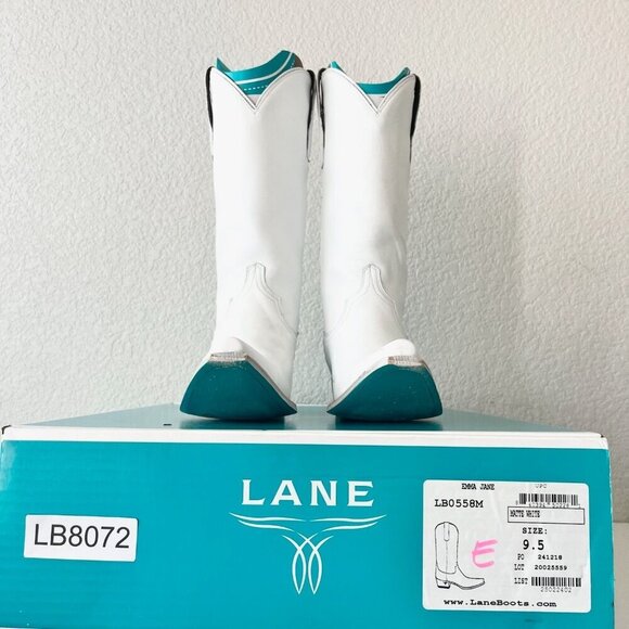 Lane EMMA JANE Womens Cowboy Boots 9.5 Matte White Western Cowgirl Mid Calf Tall - Picture 13 of 14